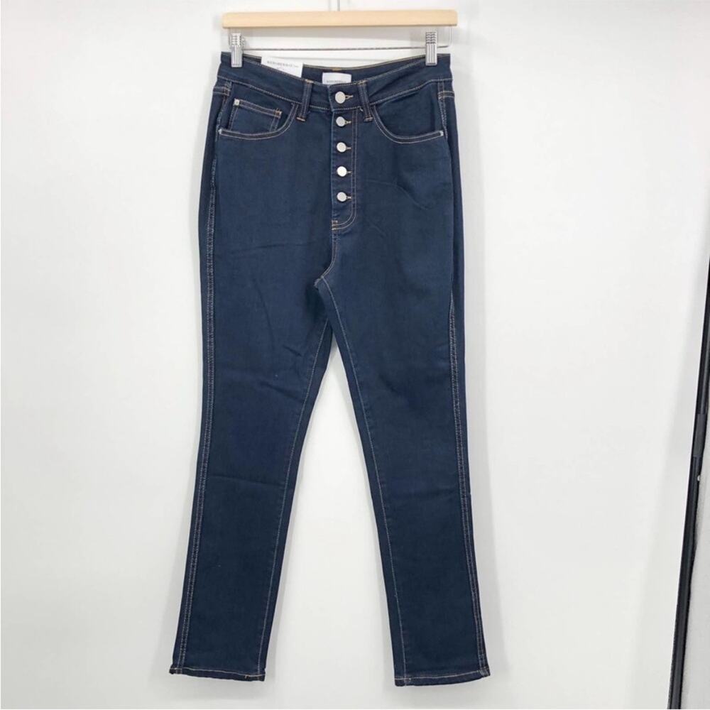 WeWoreWhat The Danielle Jeans Dani Blue/Black Size 27 High Rise Button Fly NEW
